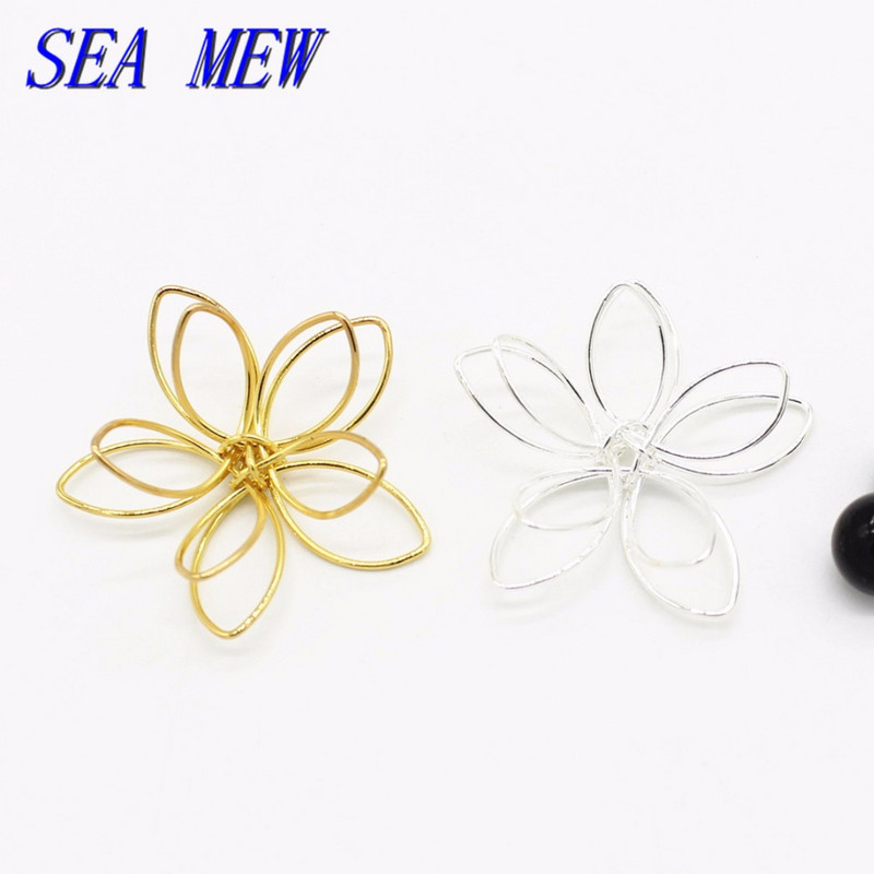 SEA MEW 20 DB 36 mm fém arany/ezüst színű üreges virágok csatlakozók ékszer leletek ékszerkészítéshez