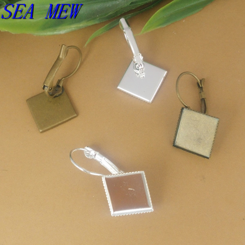 SEA MEW 50 DB 8mm 12mm 15mm Négyzet alakú Cabochon alap fülbevaló beállítások Barkácsolás ékszerkészítési kiegészítők megállapításai