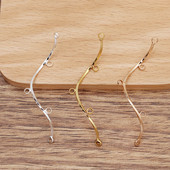 50 KOM 1x50mm Bakreni valoviti privjesci Konektor Pozlaćeni/posrebreni zakrivljeni dugi privjesak s 5 petlji za pribor za DIY naušnice