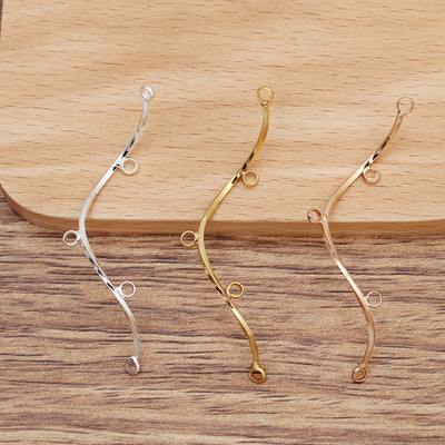 50 KOM 1x50mm Bakreni valoviti privjesci Konektor Pozlaćeni/posrebreni zakrivljeni dugi privjesak s 5 petlji za pribor za DIY naušnice