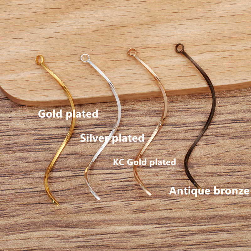 50 KOM 1x50mm Bakreni valoviti privjesci Konektor Pozlaćeni/posrebreni zakrivljeni dugi privjesak s 5 petlji za pribor za DIY naušnice