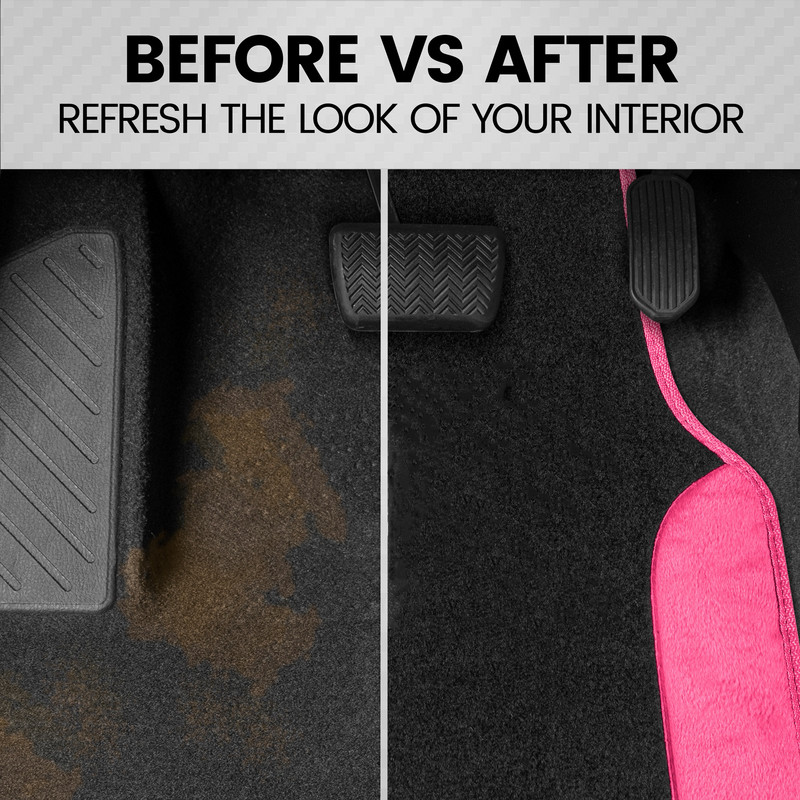 Jarko ružičaste automobilske patosnice Univerzalni tepih - dvobojni automobilski jastučići za noge od umjetne kože Elegantne patosnice za automobile Kamion Kombi SUV