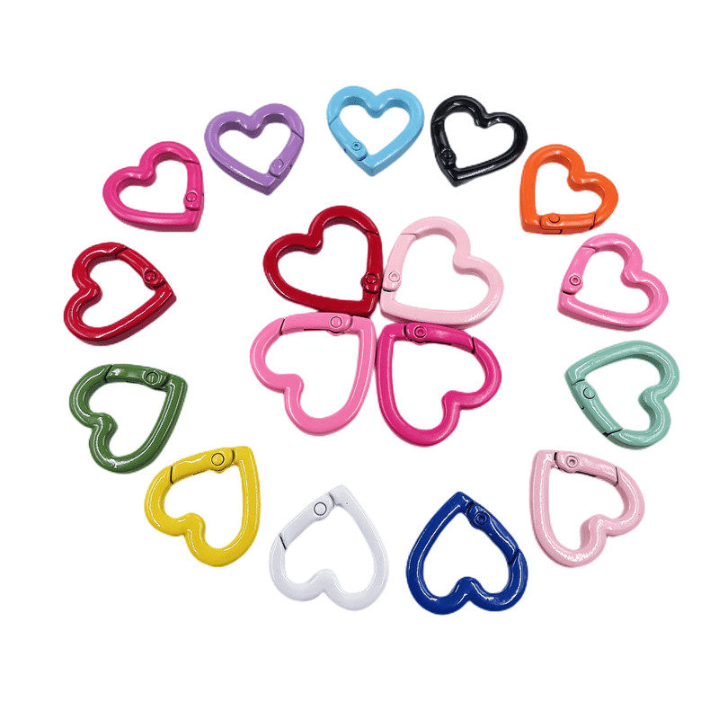 10kom Metalne opružne kopče Kuke Privjesak za ključeve Srce koji se otvara Remen Torba Kopča Lanac za pse Kopča Konektor za DIY privjesak za ključeve Nakit