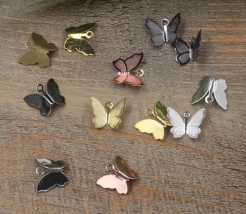 100 PCS 11mmx13mm метални медни талисмани с пеперуди Филигранни обвивки Висулка Направи си сам декорация за изработка на бижута