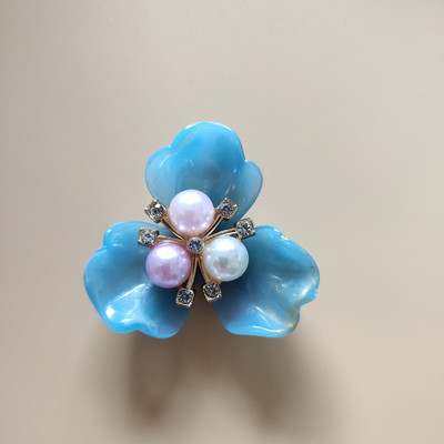 10 KOM 36x39mm Metalna legura Akril Imitacija bisernog cvijeća za broš Odjeća Pokrivala Dodaci Izrada nakita DIY