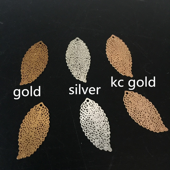 100 KOM 36*17mm 20*10mm modni metalni bakreni listovi zlatno/srebrne boje filigransko lišće privjesak za izradu nakita