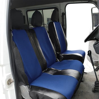 2+1 микробус Камион Камион Водоустойчиви калъфи за автомобилни седалки Кожени протектори в черно/синьо за Volkswagen T5 за Toyota Hiace за Sprinter