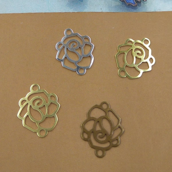100 KOM 14*17 mm metalni bakreni lim cvijeće filigranski omoti konektori privjesci privjesci DIY nalazi za izradu nakita