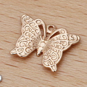JXMYLAI 200 KOM 9*12mm zlatne/srebrne boje filigranski leptir privjesak mesingani privjesci DIY dodaci za izradu nakita