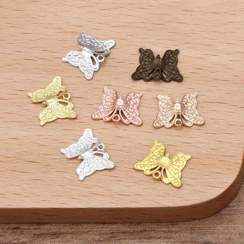 JXMYLAI 200 KOM 9*12mm zlatne/srebrne boje filigranski leptir privjesak mesingani privjesci DIY dodaci za izradu nakita