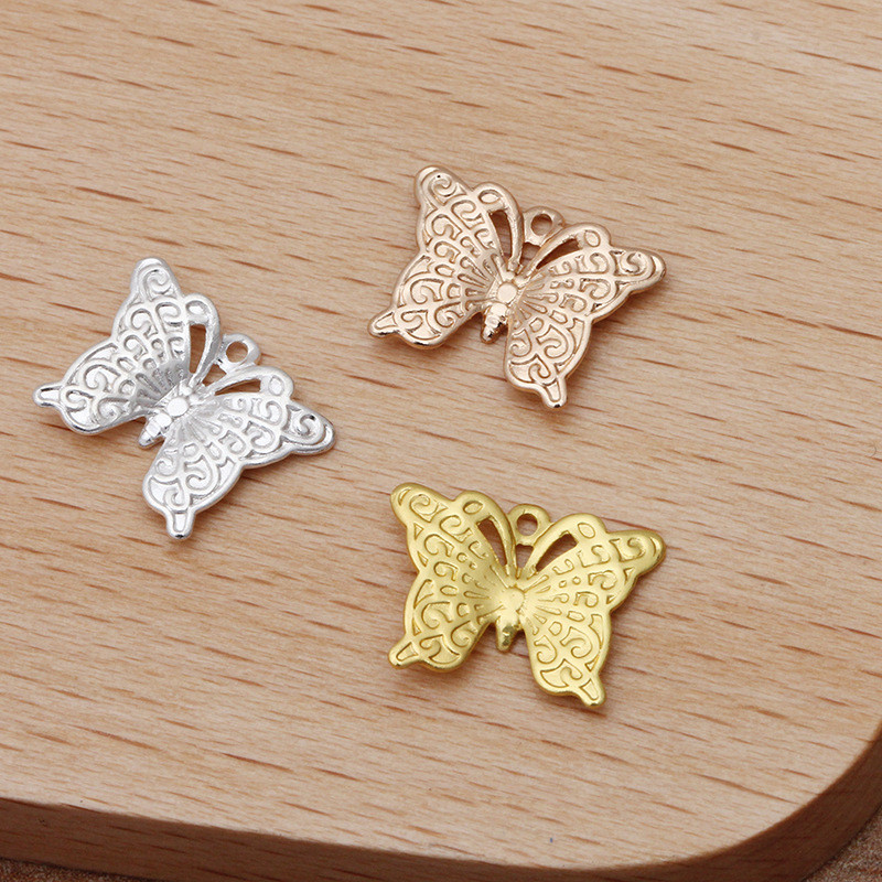 JXMYLAI 200 KOM 9*12mm zlatne/srebrne boje filigranski leptir privjesak mesingani privjesci DIY dodaci za izradu nakita