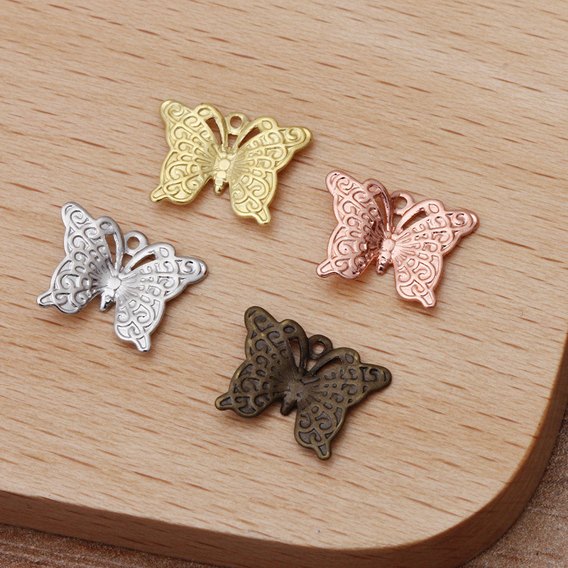 JXMYLAI 200 KOM 9*12mm zlatne/srebrne boje filigranski leptir privjesak mesingani privjesci DIY dodaci za izradu nakita