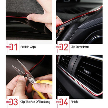 5M Автомобилно табло Вложка Гъвкава облицовка Авто Вътрешни ръбове на вратата Декоративна формовъчна лента Аксесоари със скрепер