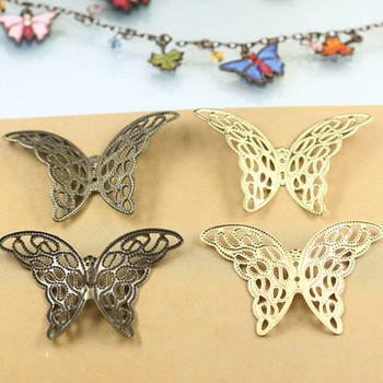 50 бр. 27 мм * 40 мм метални медни пеперуди Филигранни обвивки Конектори Талисмани Направи си сам ръчно изработена декорация за изработка на бижута