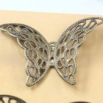 50 бр. 27 мм * 40 мм метални медни пеперуди Филигранни обвивки Конектори Талисмани Направи си сам ръчно изработена декорация за изработка на бижута