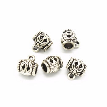 30PCS Connector Charms Bail Beads Αντίκες ασημί Χρώμα Bail Beads Charms DIY Bail Beads Connector Κοσμήματα ευρήματα
