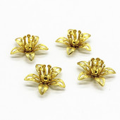 JXMYLAI 14mm Μεταλλικά λουλούδια Χάλκινα Καπέλα με χάντρες Ρύθμιση Βάσης Ακατέργαστος ορείχαλκος Φιλιγκράν Λουλούδια Σύνδεσμοι δίσκου για κατασκευή κοσμημάτων