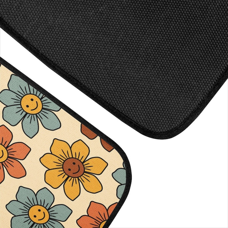 Flower Power autós padlószőnyegek, hippi autószőnyeg, autós kiegészítők nőknek, Stoner ajándékok, retro autós kiegészítők, autóbelső dekoráció