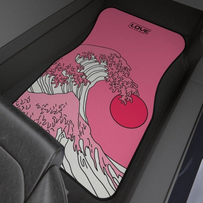 Covorașe pentru mașină Pink Great Wave, set de covorașe pentru mașină, covorașe pentru mașină, covoraș pentru mașină Kanigawa, fabricat în SUA