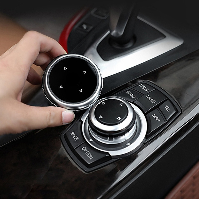 Eredeti autós multimédiás gombok borító iDrive matricák BMW 1 3 5 7 sorozathoz X1 X3 F25 X5 E70 X6 E71 F30 F10 F07 E90 F11 E92 F20