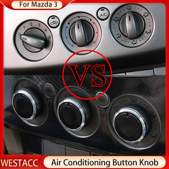 Κουμπί κουμπιού κλιματισμού αυτοκινήτου από κράμα αλουμινίου Κουμπί ελέγχου θερμαντήρα AC για Mazda 3 M3 2004 - 2009 Εσωτερικά αξεσουάρ