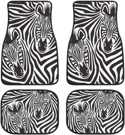 Zebra autós padlószőnyegek nyomtatott egyedi állatbőr autókiegészítők 4 db-os csomag
