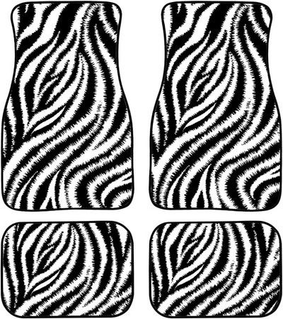 Zebra autós padlószőnyegek nyomtatott egyedi állatbőr autókiegészítők 4 db-os csomag