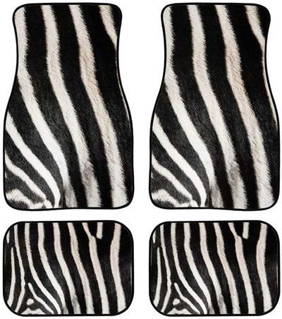 Zebra autós padlószőnyegek nyomtatott egyedi állatbőr autókiegészítők 4 db-os csomag