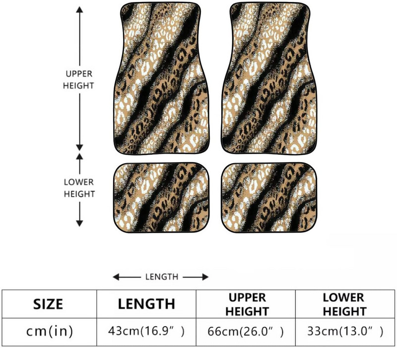 Autós padlószőnyegek Leopard Leopard Print Animal szőnyegpadlószőnyegek autókhoz, autó belső dekorációs kiegészítők csúszásgátló autóhoz F