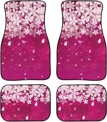 Красиви японски килими с принт на черешов цвят/сакура Подови подложки-Предни и задни подложки Комплект за кола Седан SUV Камион-Универса