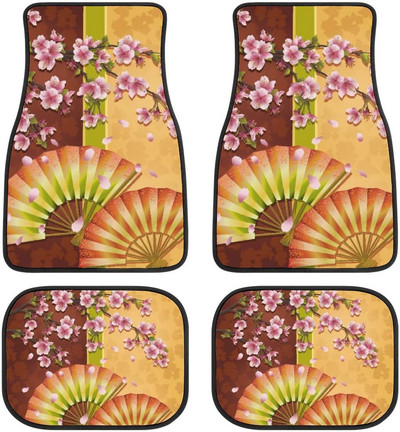 Gyönyörű japán cseresznyevirág/Sakura Print szőnyegpadló-elülső és hátsó betétkészlet autólimuzin SUV Truck-Universa számára