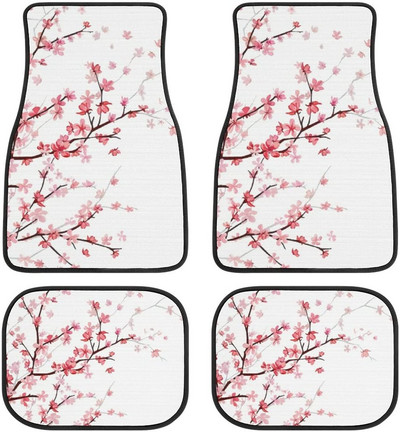 Gyönyörű japán cseresznyevirág/Sakura Print szőnyegpadló-elülső és hátsó betétkészlet autólimuzin SUV Truck-Universa számára