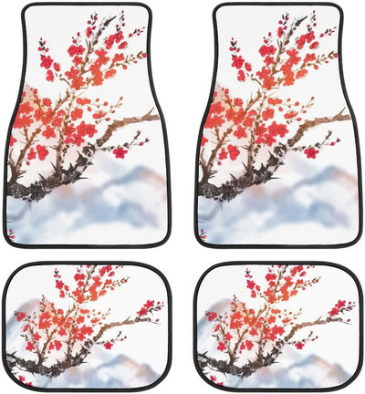 Gyönyörű japán cseresznyevirág/Sakura Print szőnyegpadló-elülső és hátsó betétkészlet autólimuzin SUV Truck-Universa számára