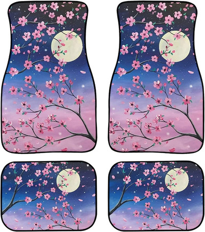 Gyönyörű japán cseresznyevirág/Sakura Print szőnyegpadló-elülső és hátsó betétkészlet autólimuzin SUV Truck-Universa számára