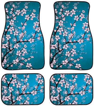 Gyönyörű japán cseresznyevirág/Sakura Print szőnyegpadló-elülső és hátsó betétkészlet autólimuzin SUV Truck-Universa számára