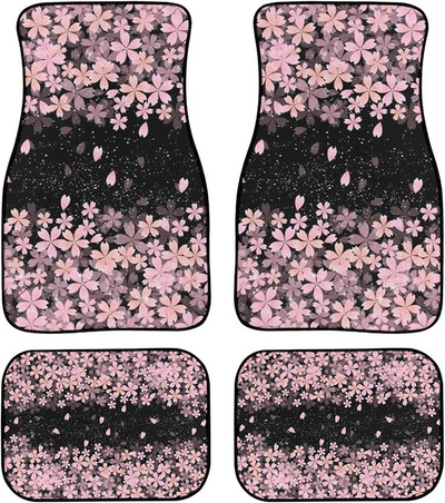 Gyönyörű japán cseresznyevirág/Sakura Print szőnyegpadló-elülső és hátsó betétkészlet autólimuzin SUV Truck-Universa számára