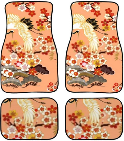 Gyönyörű japán cseresznyevirág/Sakura Print szőnyegpadló-elülső és hátsó betétkészlet autólimuzin SUV Truck-Universa számára