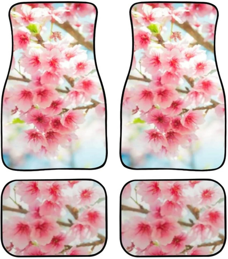 Gyönyörű japán cseresznyevirág/Sakura Print szőnyegpadló-elülső és hátsó betétkészlet autólimuzin SUV Truck-Universa számára