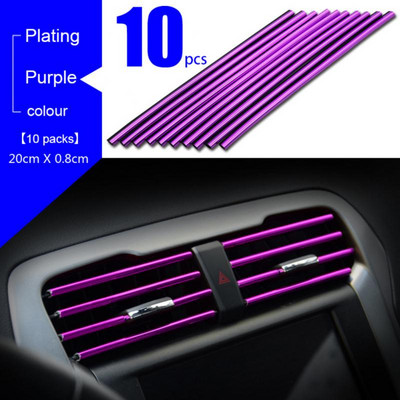 10 tk auto õhu väljalaskeava dekoratiivsed ribad, automaatne isetegemine interjööri muudatused, kroomitud värvilised autode kujundamise tarvikud