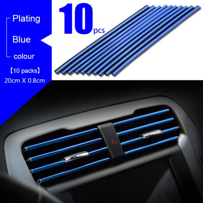10 tk auto õhu väljalaskeava dekoratiivsed ribad, automaatne isetegemine interjööri muudatused, kroomitud värvilised autode kujundamise tarvikud