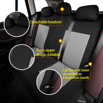 Συμβατή εφαρμογή Universal Fits 9 τμχ Κάλυμμα καθίσματος αυτοκινήτου Αερόσακος και χωρισμένος πάγκος για Kia Toyota Renault Logan Ford Focus, Full Black
