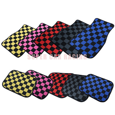 4PCS JDM Racing Cluture Careed Print Car Floor Mats Аксесоари Класически килим Противоплъзгащи се подови подложки