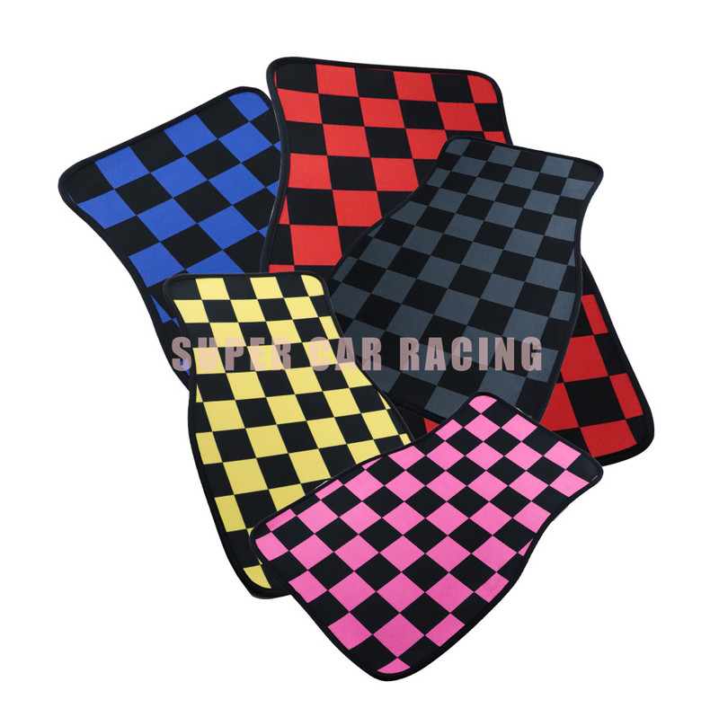 4 DB JDM Racing Cluture kockás nyomtatott autós padlószőnyeg tartozékok Klasszikus szőnyeg csúszásgátló lábpárna