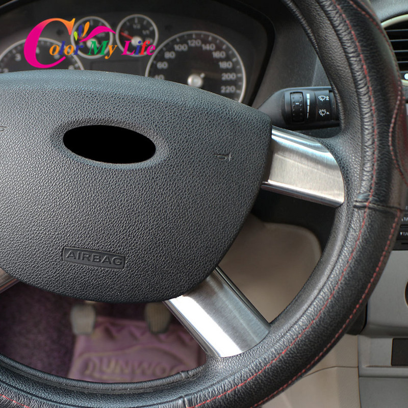 Színes My Life 4db/szett Rozsdamentes acél autó kormánykerék panel flitter borító burkolat Ford Focus 2 Mk2 2005-2012 tartozékokhoz