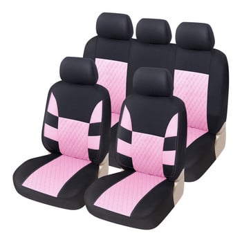Πλήρες σετ καλύμματα καθισμάτων αυτοκινήτου Universal Fit με συμβατό αερόσακο 3 φερμουάρ, μαύρο/κόκκινο, για HYUNDAI-ELANTRA για NISSAN-SENTRA