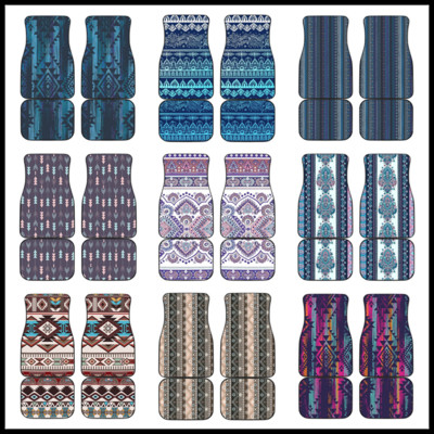 COLORFUL BOHO AZTEC STREAKS Set prednjih i stražnjih podstava za automobile, set od 4 tepiha za automobile za SUV, kombije