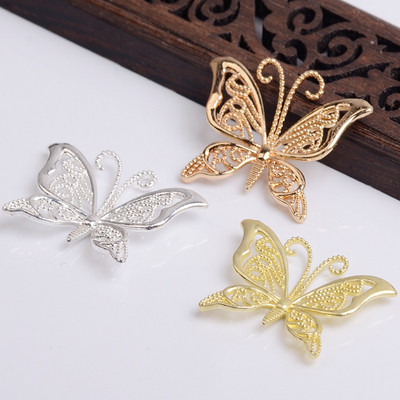 2 PCS 42x28mm метален месингов конектор за пеперуди Направи си сам аксесоари KC позлатена/сребърна пеперуда за изработка на бижута