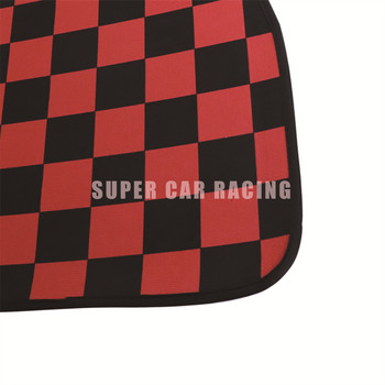 JDM Racing Cluture Κόκκινο καρό πατάκι αυτοκινήτου Αξεσουάρ Κλασικό μοκέτα δαπέδου ποδιών 4 τμχ Ψάθες