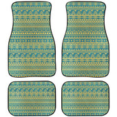 Retro Green Stripe Design Autóbelső Kiegészítők Szőnyeg Univerzális Gumi autós lábszőnyeg Peugeot 508-hoz