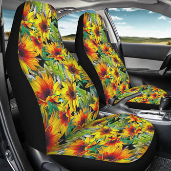 Ελαιογραφία Sunflower Prints Heavy-Duty προστατευτικό αυτοκινήτου Μαξιλάρι καθισμάτων αυτοκινήτου Πλενόμενα Καλύμματα καθισμάτων οχήματος για Σετ αυτοκινήτου με 2 αξεσουάρ